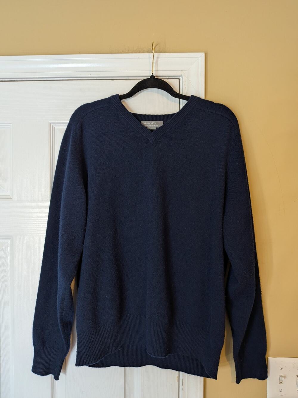 Daniel Cremieux Cashmere Navy Blue V-Neck Sweater Size Large Quiet Luxury